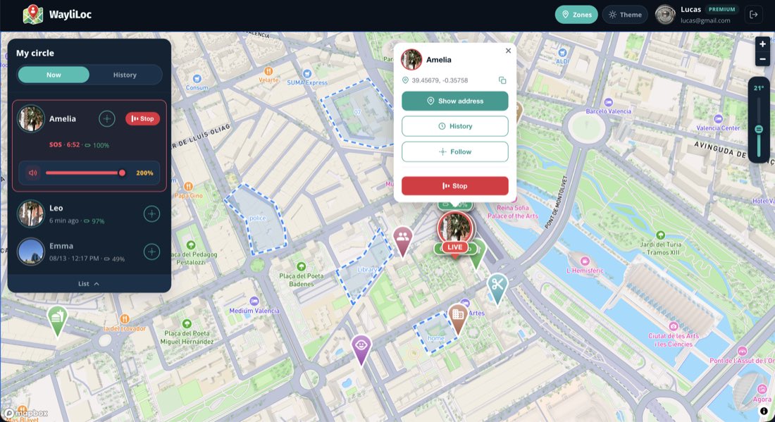 Active SOS on the web map with live audio and volume control